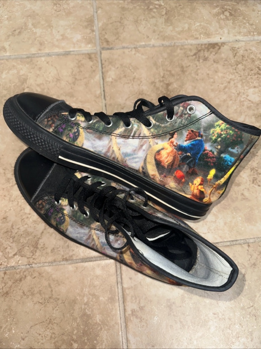Beauty and the Beast high top sneakers size 7.5